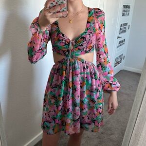 Charles Henry Floral Cutout Dress